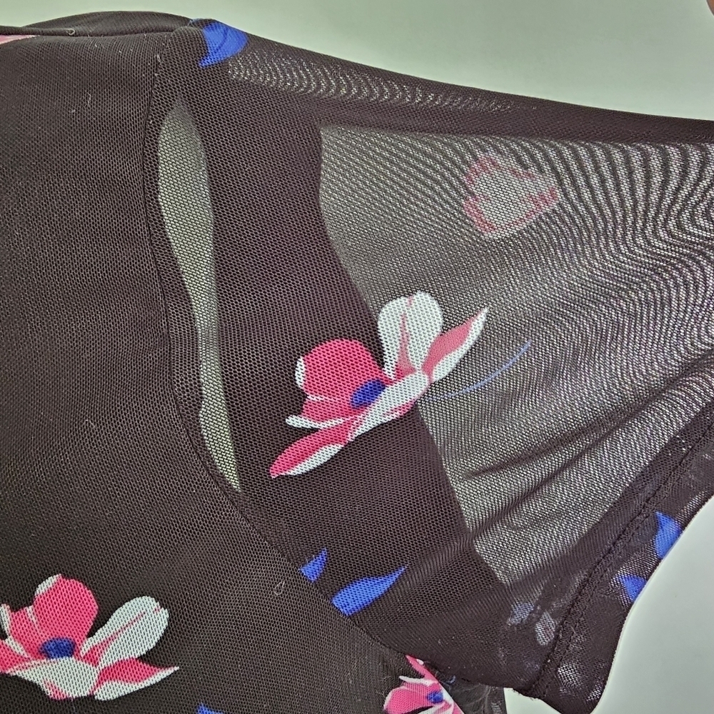 Calvin Klein Black Floral Mesh Tee - Picture 4 of 10